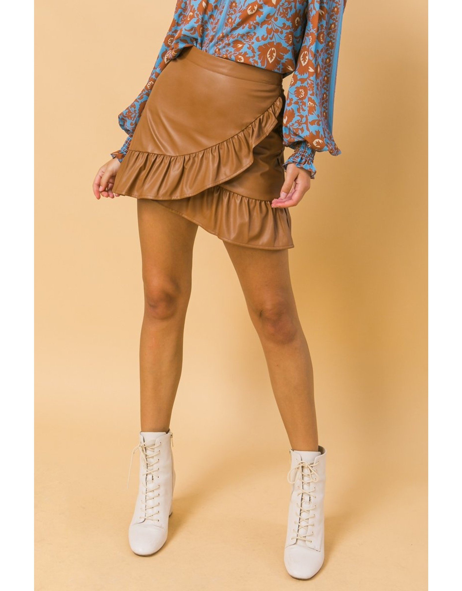 brown ruffle skirt