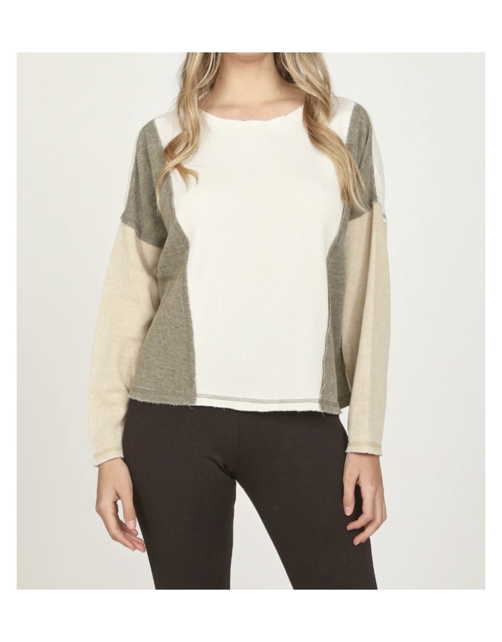 Color Block Thermal Top - Olive