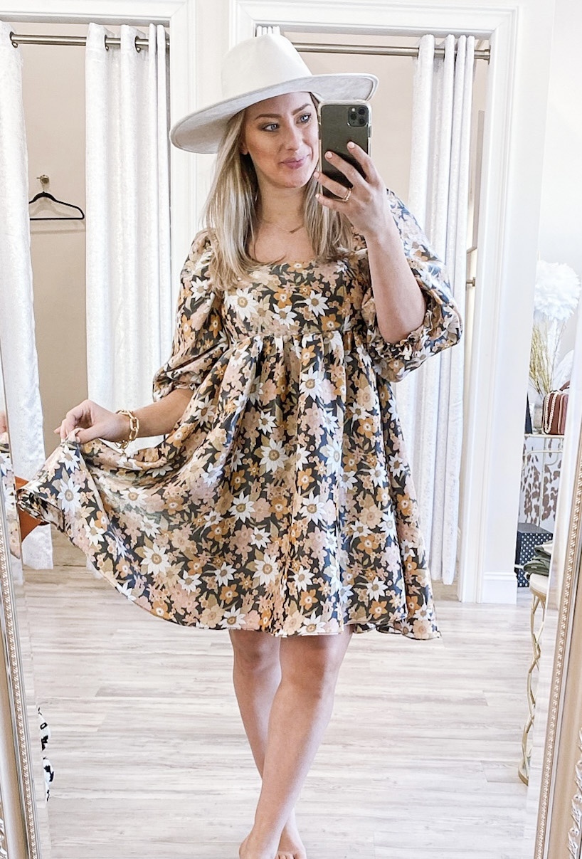 Floral Boho Dress - Black - LUXXE