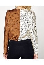 Color Block Leopard Bodysuit - White/Brown