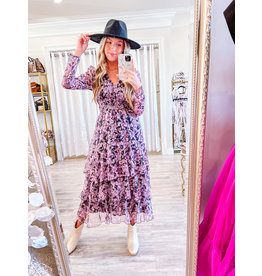 Lucy Paris Ruffle Floral Maxi Dress - Purple