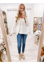 Cold Shoulder Pointelle  Sweater