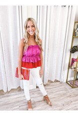 Color Block Pleated Top - Magenta/Pink