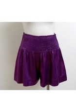 Smocked Waist Metallic Shorts - Purple