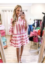 THML Embroidery Tiered Dress - Pink