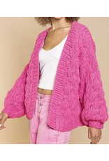 Chunky Sweater Cardigan - Barbie Pink
