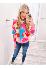 Abstract Sweater - Pink Multi