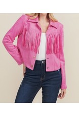 Fringe Suede Jacket - Barbie Pink