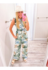 Tropical Smocked Jumpsuit - Green