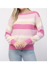 Striped Crewneck Sweater - Pink