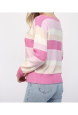 Striped Crewneck Sweater - Pink