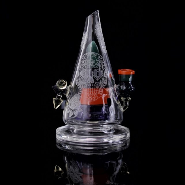 Huffy Glass WP - Encalmo Sugar Skull Spike in a Spike w/ Crushed Opal and CFL Accents