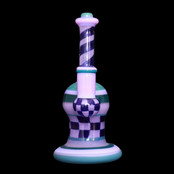 Hoffman Glass Frit Checker Pattern W/ Frit Twist Stem Purple Slime