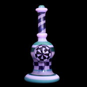Hoffman Glass Frit Checker Pattern W/ Frit Twist Stem Purple Slime