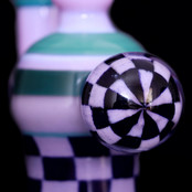 Hoffman Glass Frit Checker Pattern W/ Frit Twist Stem Purple Slime