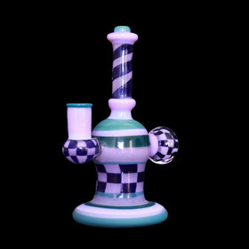 Hoffman Glass Frit Checker Pattern W/ Frit Twist Stem Purple Slime