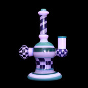 Hoffman Glass Frit Checker Pattern W/ Frit Twist Stem Purple Slime