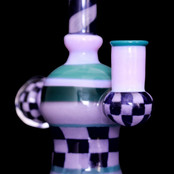 Hoffman Glass Frit Checker Pattern W/ Frit Twist Stem Purple Slime