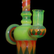 Hoffman Glass Frit Diamond Pattern W/ Frit Twist Stem Green Slime
