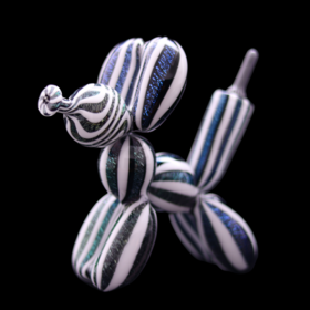 BlitzKriega Full Size Balloon Dog Deluxe Blue White Dichro