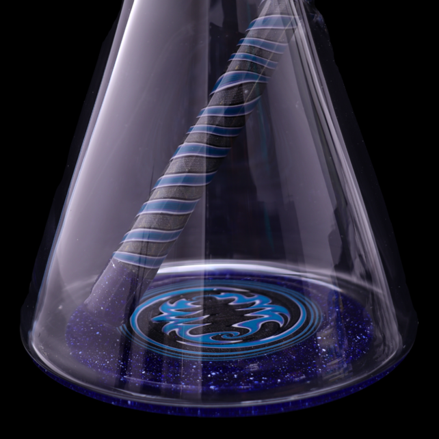 Augy Glass 15" Beaker With Dry Catcher Blue Blizzard