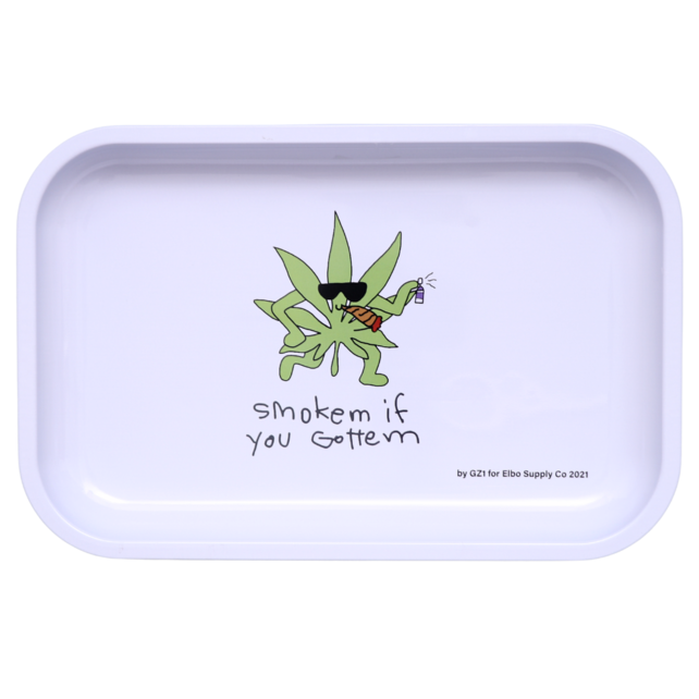 GZ1 x Elbo Metal Rolling Tray Smoke Em Leaf