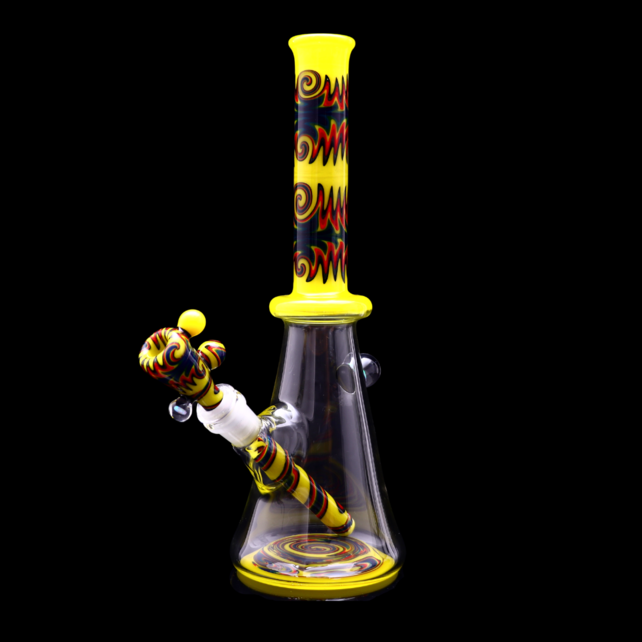 Vigil Glass 13" Worked Beaker Yellow Canary