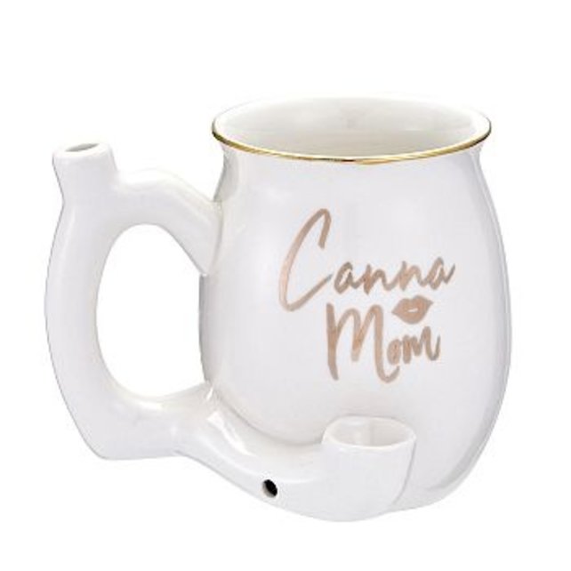 Canna Mom Small Mug Pipe (White)