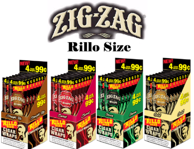 Zig-Zag Rillo Size Cigar Wraps 4 Pack
