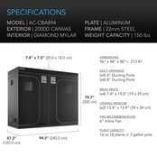 CLOUDLAB 894, Advance Grow Tent 8x4, 2000D Diamond Mylar Canvas, 96" x 48" x 80"