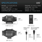 CLOUDLINE S4 - Quiet Inline Duct Fan System with Speed Controller 4-Inch