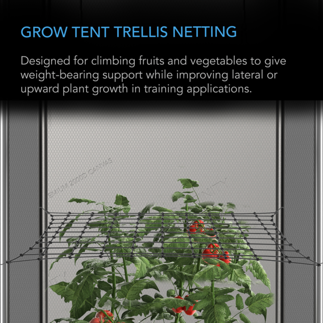 Grow Tent Trellis Netting, Flexible Elastic Cords, 3x3’