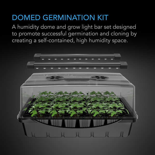 Humidity Dome, Germination Kit with LED Grow Light Bars, 5x8 Cell Tray