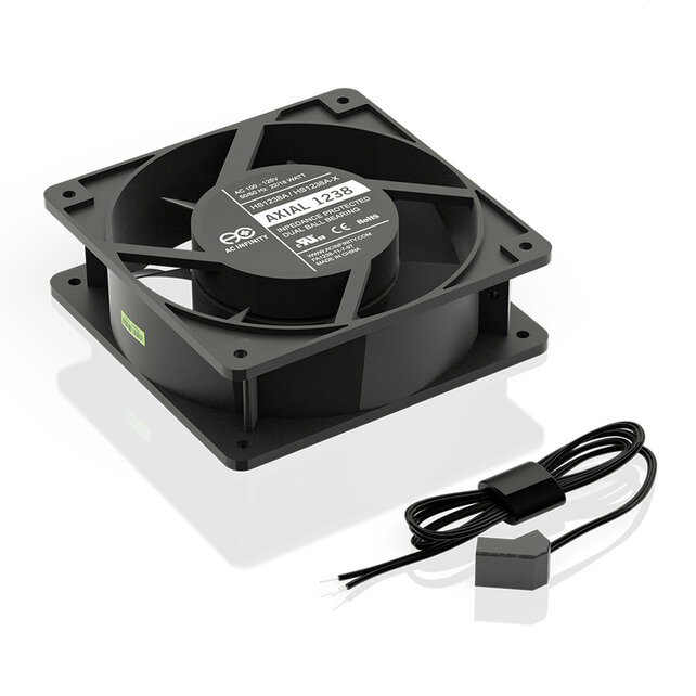 AXIAL 1238W, 120V AC Muffin Fan with Wire-Leads Adapter, 120mm x 38mm High Speed