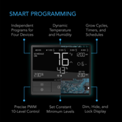 CONTROLLER 69, Independent Programs for Four Devices, Dynamic Temperature, Humidity, Scheduling, Cycles, Levels Control, Data App, Bluetooth