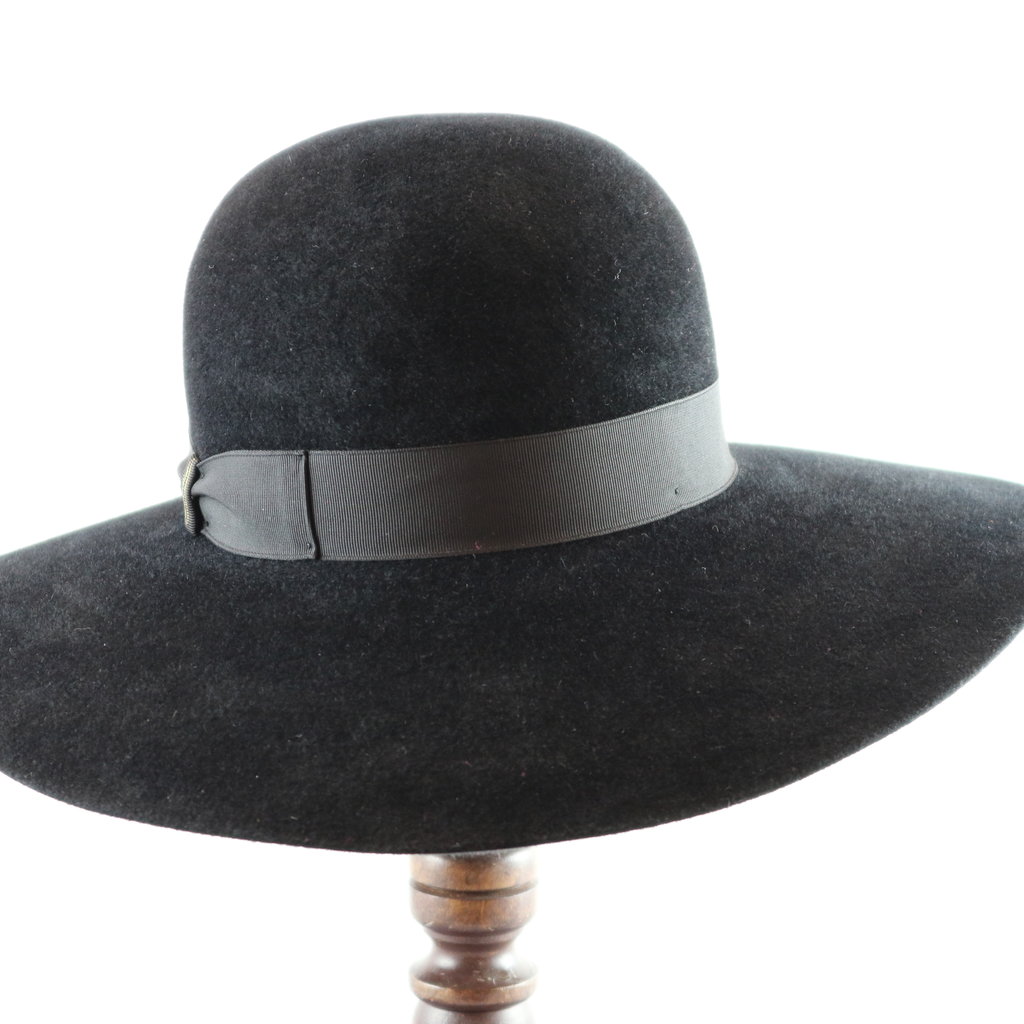 BORSALINO WIDE BRIM VELOUR FUR FELT DRESS HAT