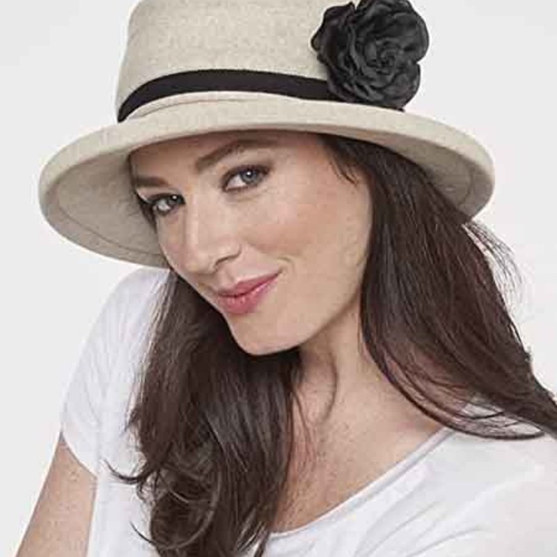 PARKHURST WIDE BRIM HAT WITH FLOWER