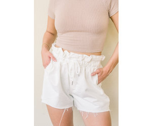 scrunch waist jean shorts