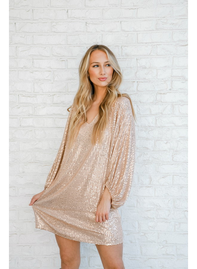 Get + Glam Gold Sequin Dress - Sisterology