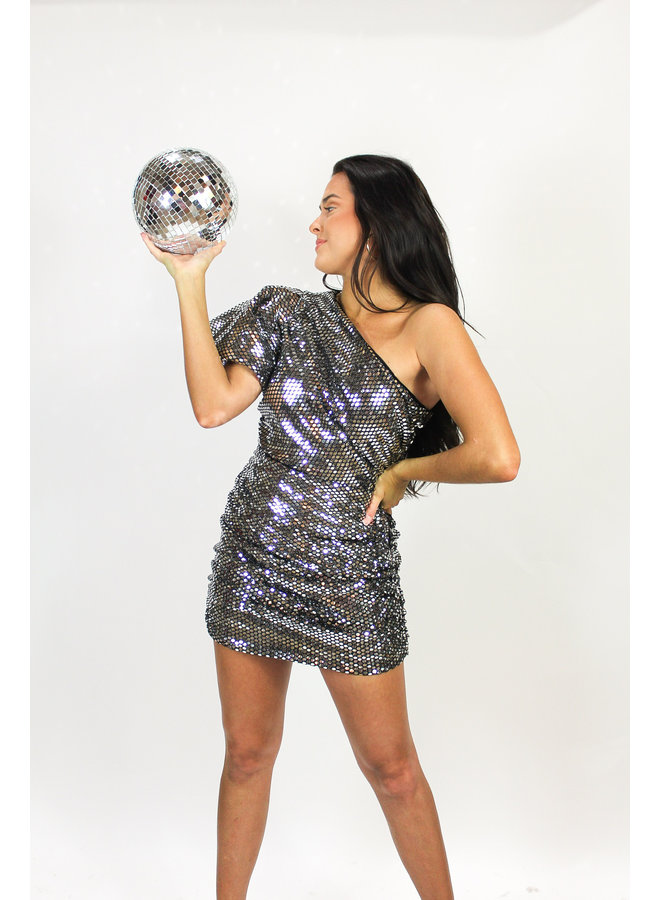 Disco Ball One Shoulder Dress - Sisterology