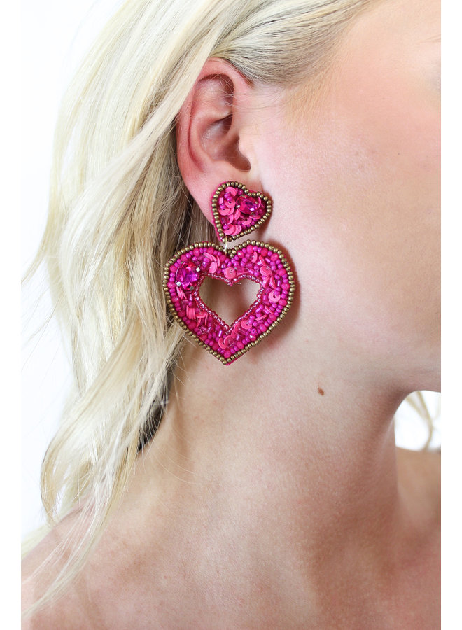 In Love Earrings - Pink Hearts