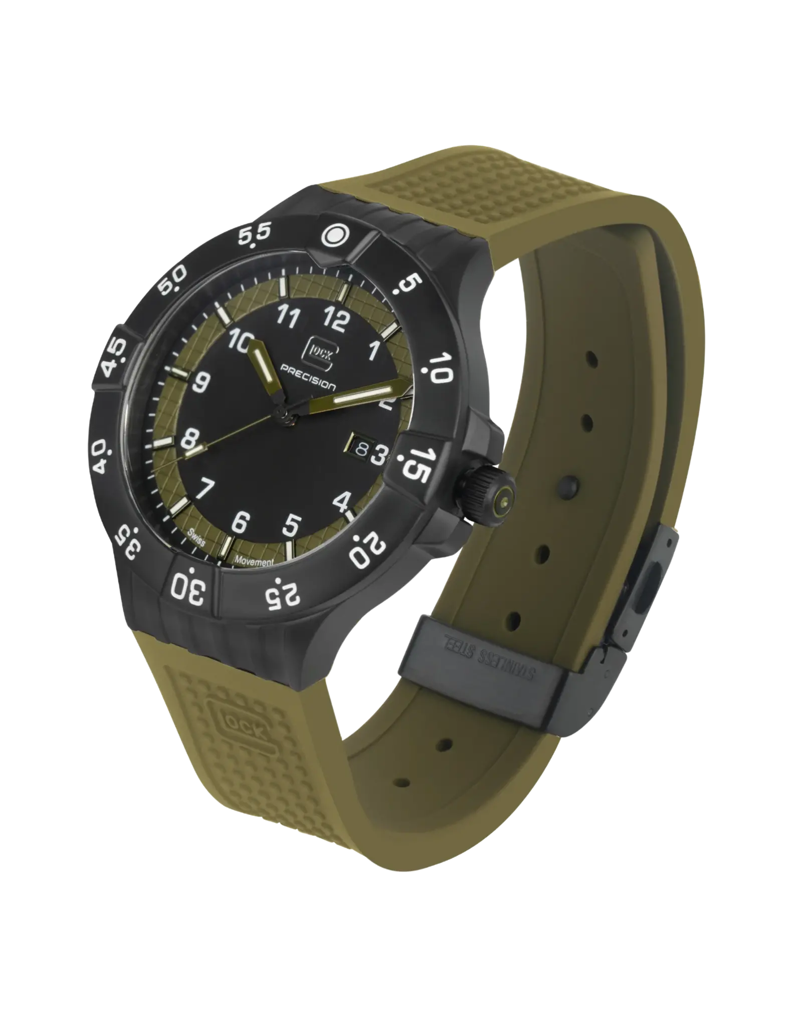 Glock Glock Watch-Black Steel Case/Green Strap