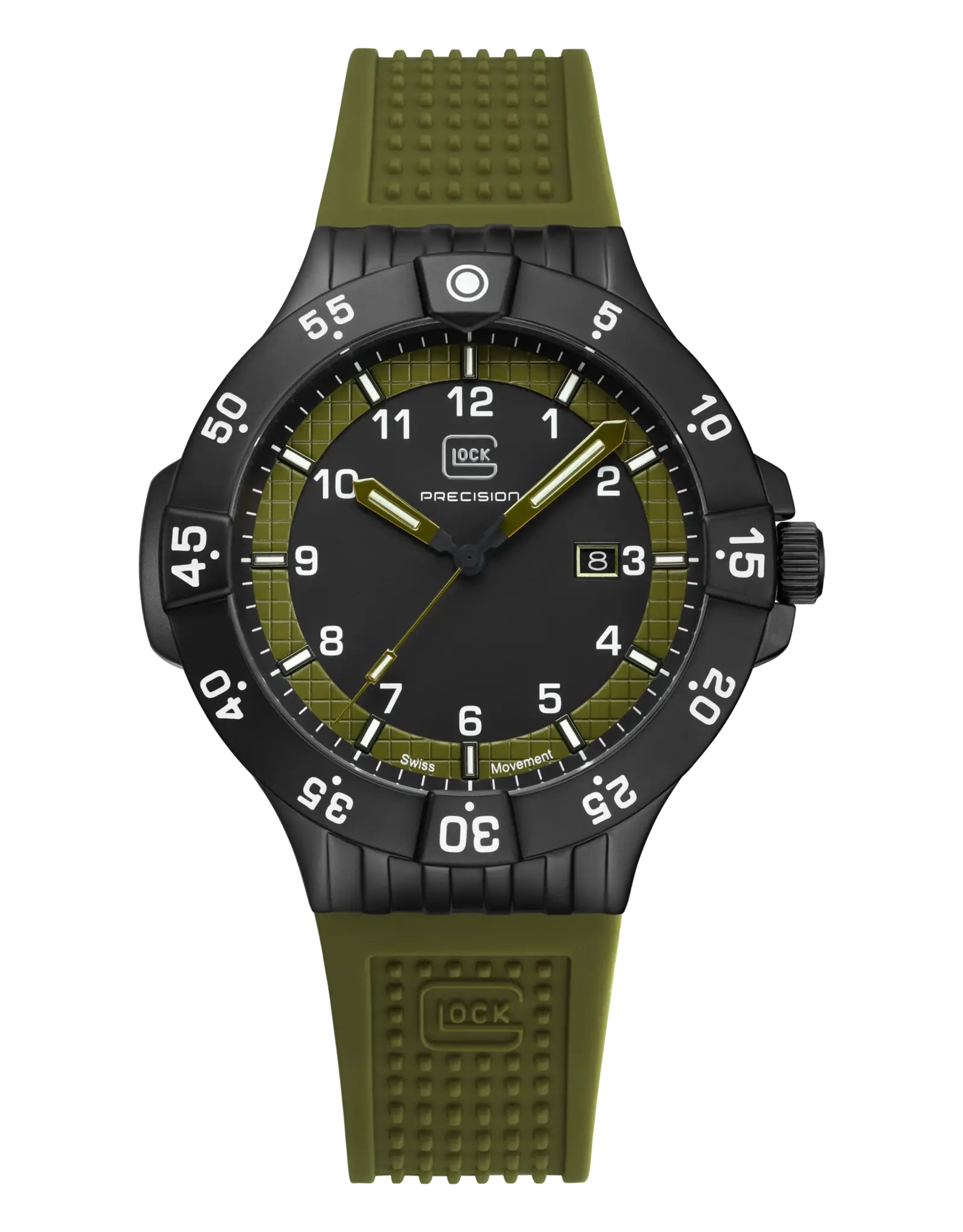 Glock Glock Watch-Black Steel Case/Green Strap