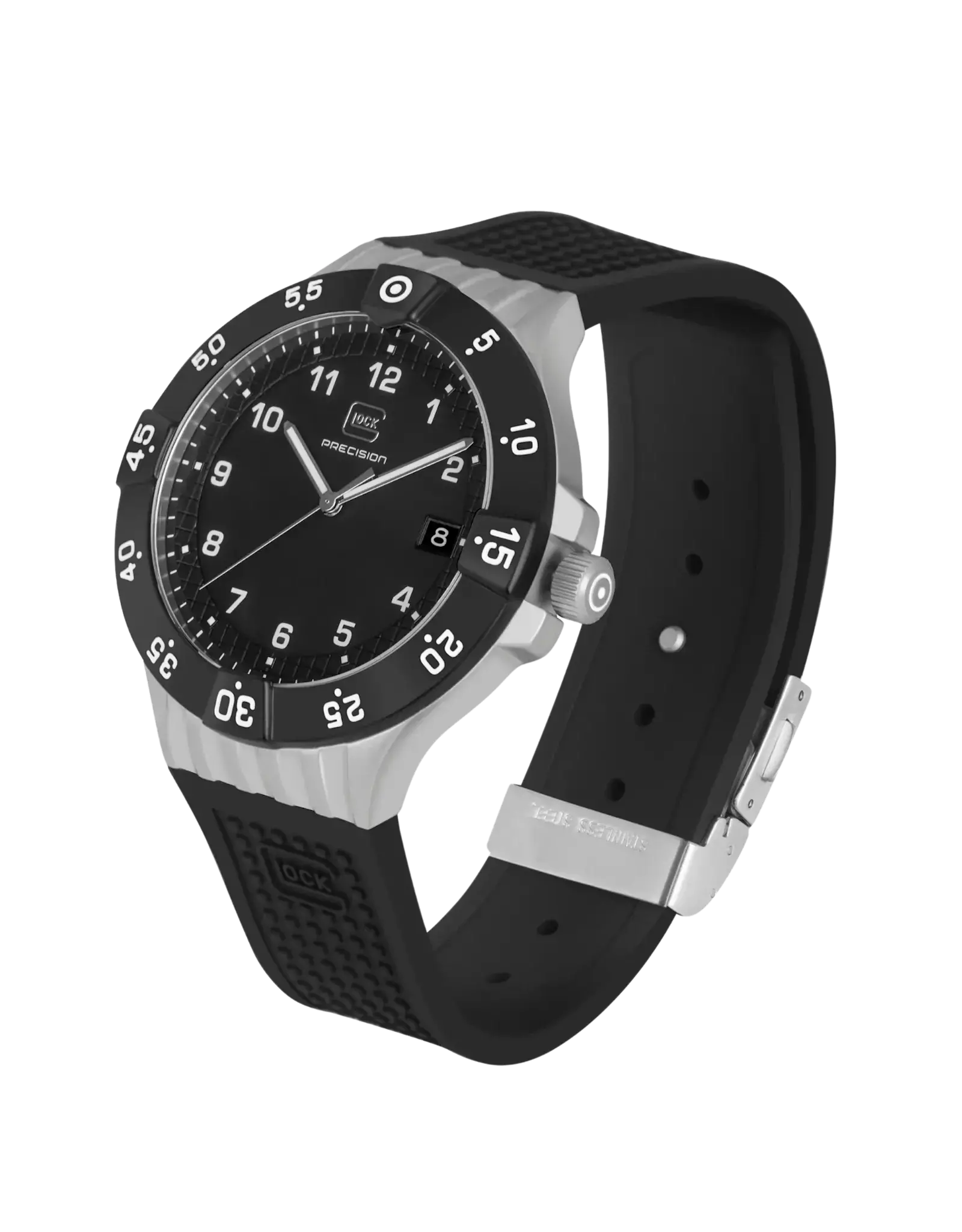 Glock Glock Watch-Silver & Black Steel Case/Black Strap