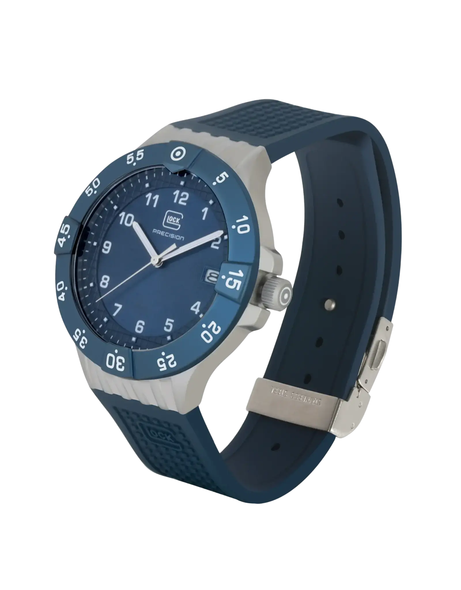 Glock Glock Watch-Silver & Blue Steel Case/Blue Strap