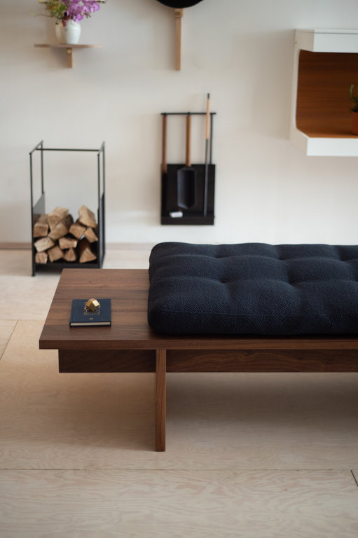 Thom Fougere for Mjölk Thom Fougere Daybed (Oiled Walnut & Colline Navy Mattress)