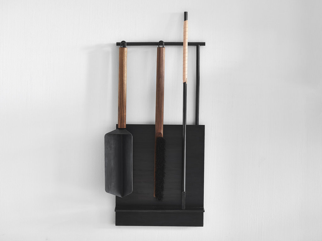 Thom Fougere for Mjölk Wall-mounted Fire Tools (Black Oiled Brass)