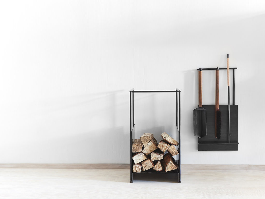 Thom Fougere for Mjölk Wall-mounted Fire Tools (Black Oiled Brass)