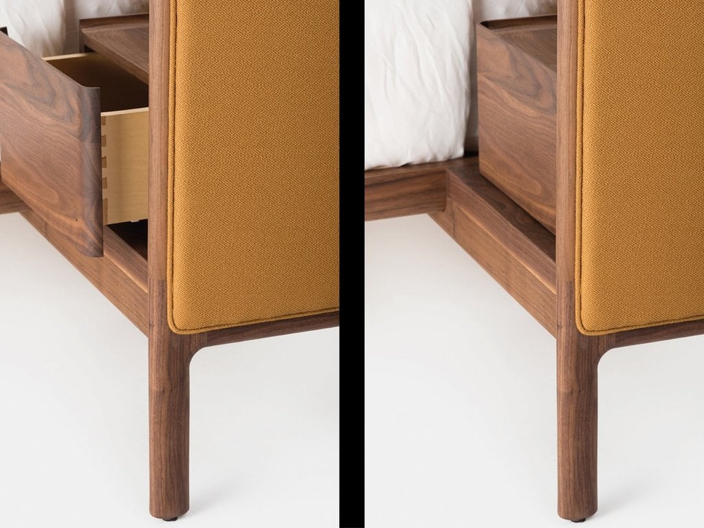 Luca Nichetto for De La Espada Dubois Bed (Low Headboard with Bedside Tables)