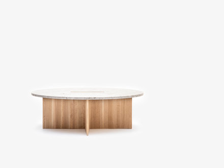 Norm Architects for Karimoku Case N-ST01 Large Round Coffee Table (Wood and Marble)